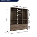 Ver imagem 4 de Guarda-roupa Casal com Espelho 3 Portas de Correr e 4 Gavetas Atenas