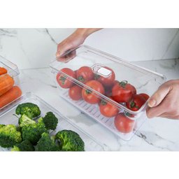 Organizador De Geladeira Porta Frutas Legumes Vegetais 5L Com Respiradouro Clear Fresh OU - 2