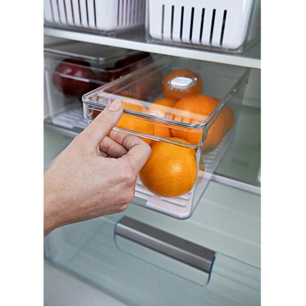 Organizador De Geladeira Porta Frutas Legumes Vegetais 5L Com Respiradouro Clear Fresh OU - 4