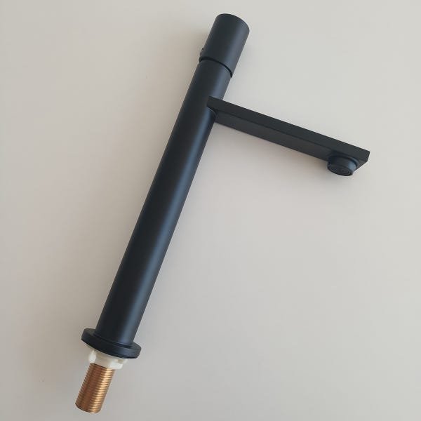 Torneira De Mesa Bancada Bica Alta Para Banheiro Água Fria Preta Fosca Eco Metais - 7