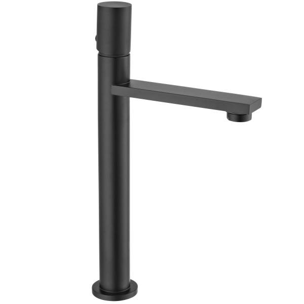 Torneira De Mesa Bancada Bica Alta Para Banheiro Água Fria Preta Fosca Eco Metais - 1