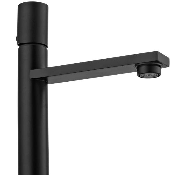 Torneira De Mesa Bancada Bica Alta Para Banheiro Água Fria Preta Fosca Eco Metais - 6