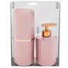 Kit Para Pia de Banheiro Suporte Para Escovas de Dente Porta Sabonete Líquido Rosa Quartzo - 4