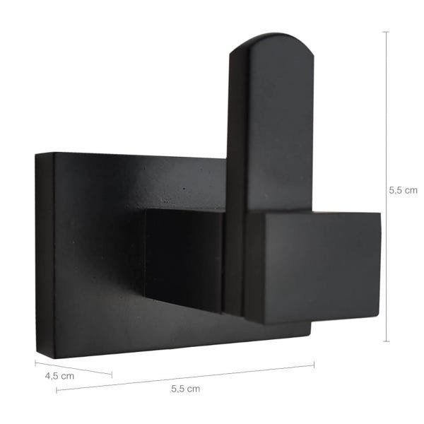 Kit De Acessórios Suportes Para Banheiro Torneira 5 Peças Preto Fosco Eco Metais - 6