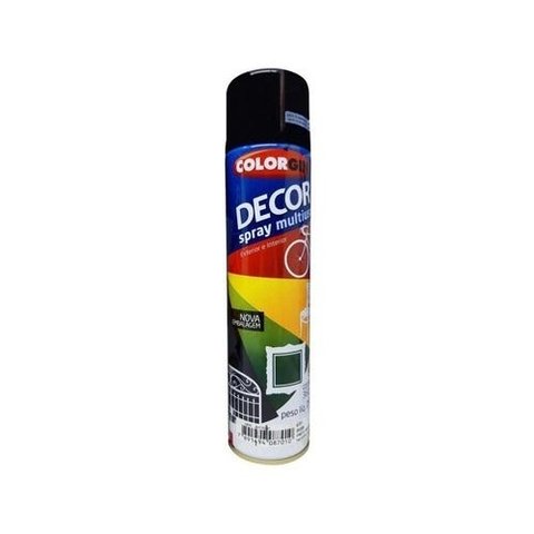 Tinta Spray Multiuso Decor Preto Brilhante 360ml Colorgin