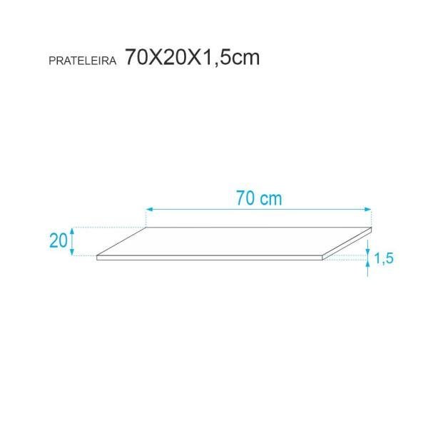 Kit 6 Prateleiras 70 x 20cm Nogal Suporte Invisível - 3