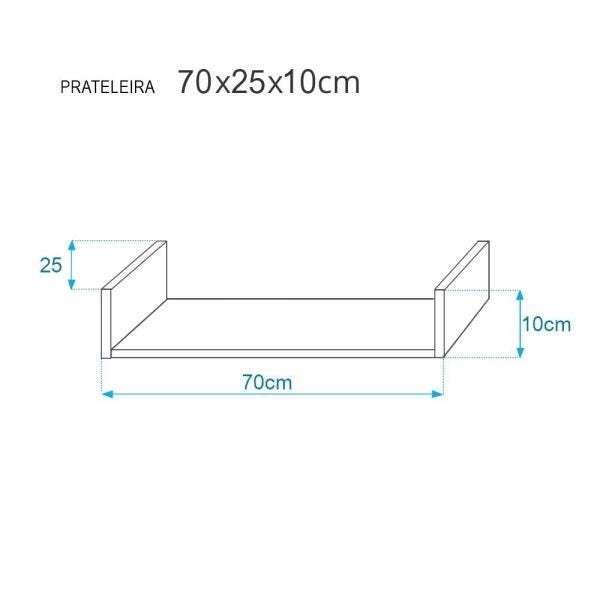 Kit 3 Prateleiras U 70 x 25cm Amarela Suporte Invisível - 3