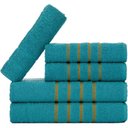 Ver imagem 1 de Jogo 5pçs 2 Banho + 2 Rosto + 1 Tapete P-banheiro 100% Algodão Alta Absorção - Verde Jade