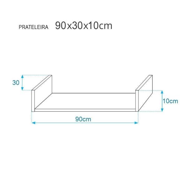 Kit 3 Prateleiras U 90 x 30cm Vermelha Suporte Invisível - 3