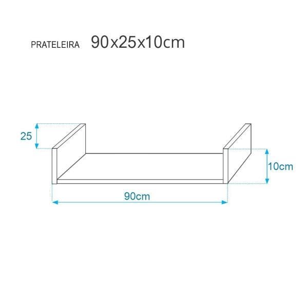 Prateleira U 90 x 25cm Vermelha Suporte Invisível - 2