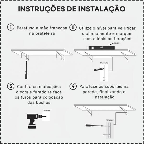 Kit 2 Prateleiras 90 x 25cm Vermelha Com Mão Francesa - 5