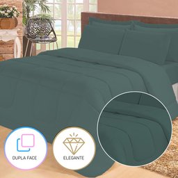 Jogo de Cama Casal com Edredom Lençol Fronha Função Cobre Leito e Cobertor - 2