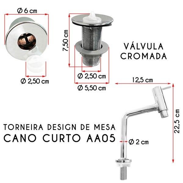Kit Cuba Quadrada T.AA05 Sifão Engate e Valvula ABS - 3