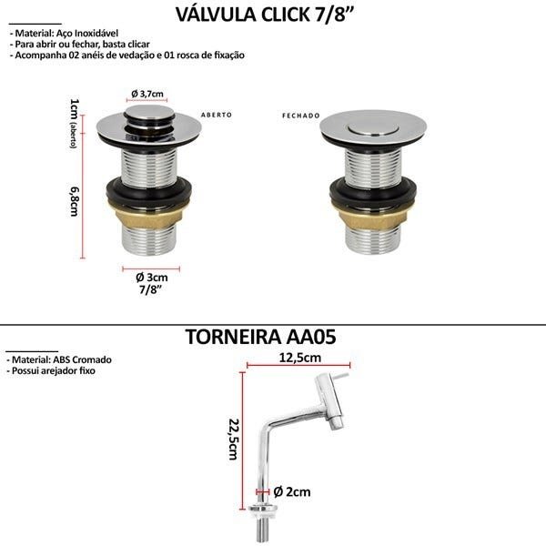 Kit Cuba Inspira T.AA05 Sifão Engate Valv. Click - 3
