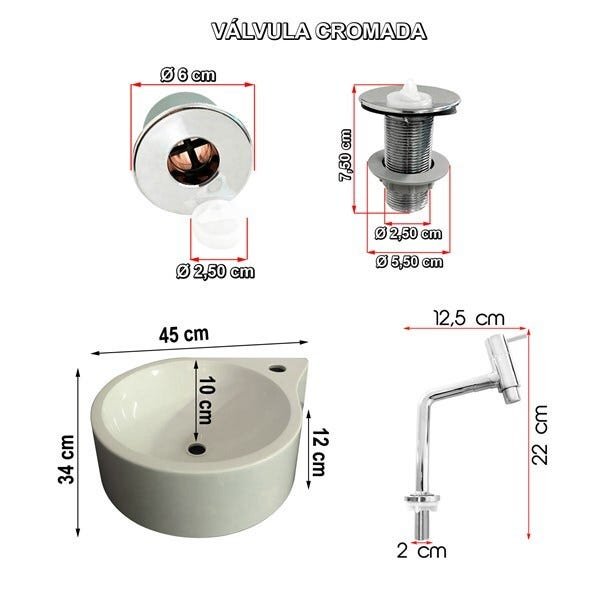 Kit Cuba Gota T.AA05 Sifão Engate Valv. ABS - 3