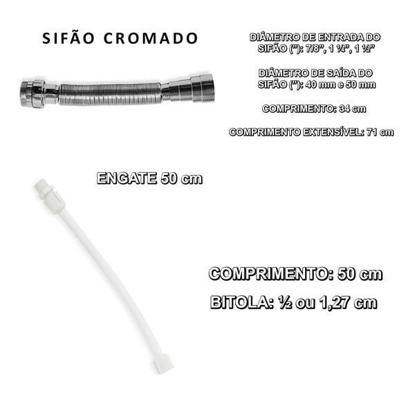 Kit Cuba Lisboa Torneira AA05 Sifão Engate e Valvula ABS - 4