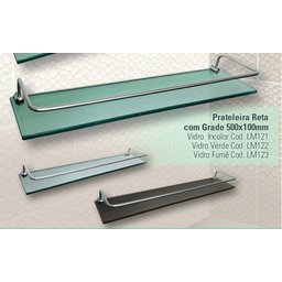 Prateleira Reta C/ Grade 50x10 Cm - 8mm - Incolor - 2