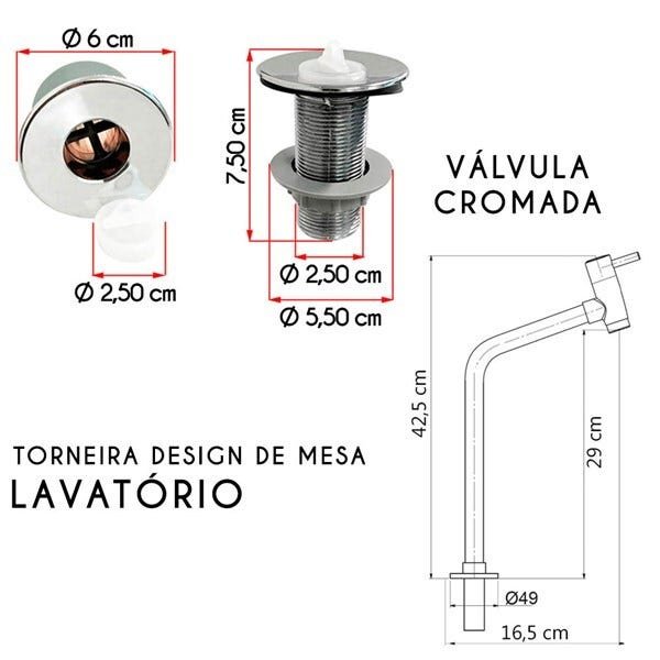 Cuba Retangular Viena Branca Com Torneira e Valvula Cromada - 4