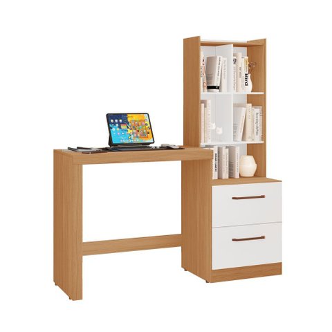 Escrivaninha Silvana 100% Mdf Tuboarte 2 Gavetas 5 Nichos (estilo Colméia)