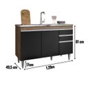 Ver imagem 6 de Balcão Gabinete Cozinha 120cm Pia sem Tampo Mdp Freijó Preto