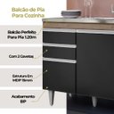 Ver imagem 3 de Balcão Gabinete Cozinha 120cm Pia sem Tampo Mdp Freijó Preto