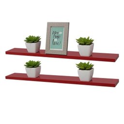 Kit 2 Prateleiras 80 x 20cm Vermelha Suporte Invisível - 2