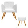 Kit Poltrona Gênesis e Puff Sofia Palito Mel Suede Branco - Amarena Móveis - 1