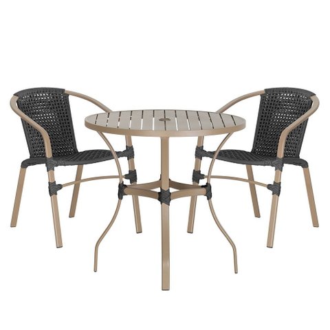 02 Cadeiras Floripa e Mesa Roma 100cm Fendi e Corda Nautica Trama Original