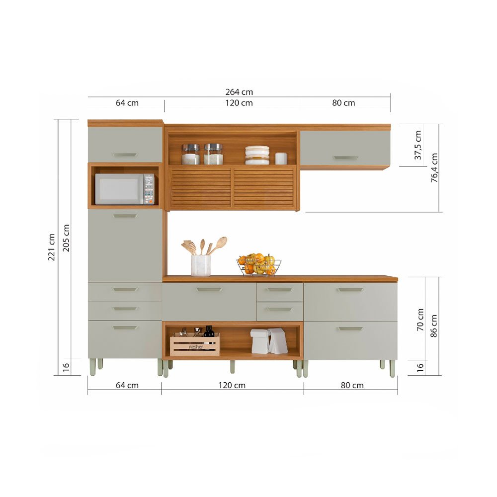 Cozinha Modulada 4 Peças Paneleiro Nesher Princesa Mdf - 8