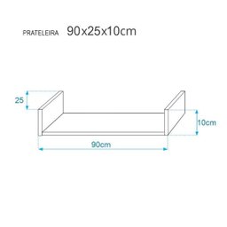 Kit 2 Prateleiras U 90 x 25cm Carvalho Suporte Invisível - 3