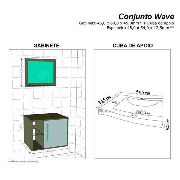 Gabinete Armário para Banheiro com Pia Wave - 4