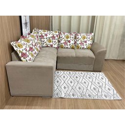 Sofá Canto Bege com Floral 602/78 Belo - 5