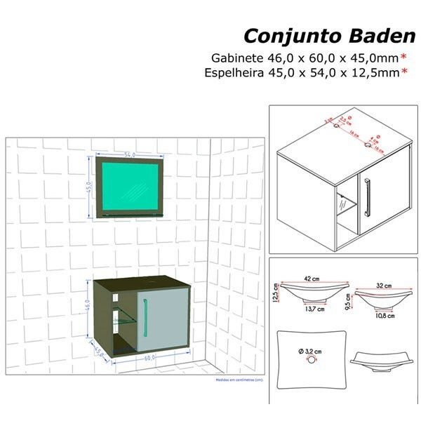 Gabinete Armario Banheiro Completo Sena Com Torneira - 3