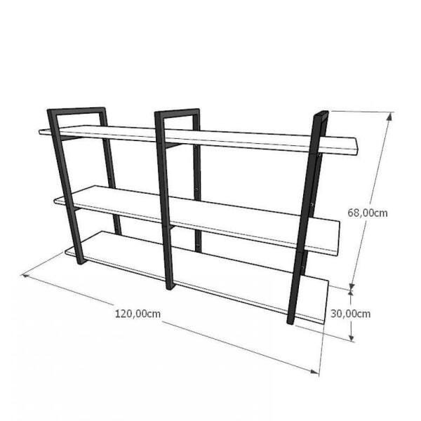 Prateleira industrial aço cor preto 30 cm MDF cor amadeirado claro modelo indfb12acsl - 3