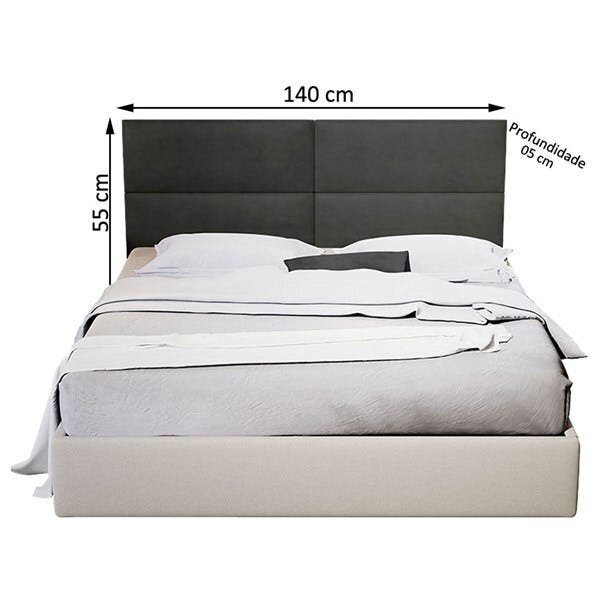 Kit Uma Mesa Cabeceira Painel Estofado Casal Seleta 140cm - 3