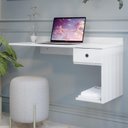 Ver imagem 1 de Mesa / Escrivaninha Suspensa Estilo Bancada 1 Gaveta Com Corrediça Metálica Cor Branco EJ