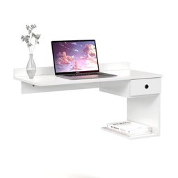 Mesa / Escrivaninha Suspensa Estilo Bancada 1 Gaveta Com Corrediça Metálica Cor Branco EJ - 2