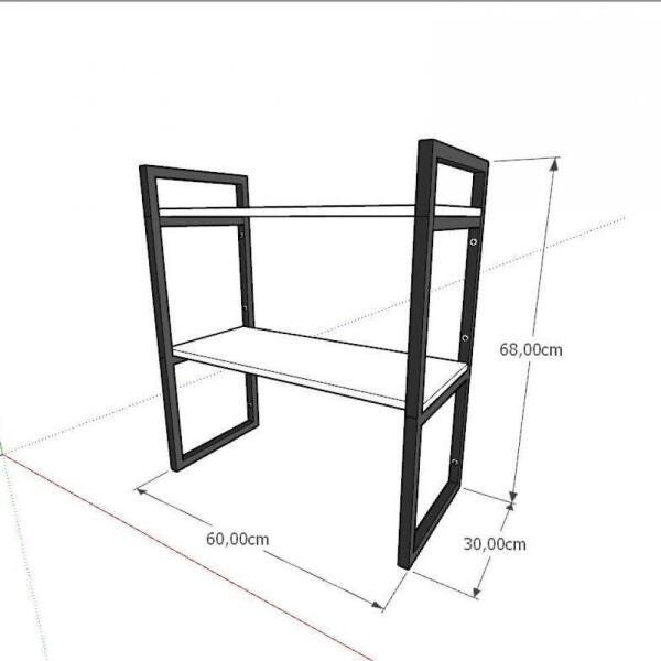 Prateleira industrial aço cor preto 30 cm MDF cor amadeirado claro modelo indfb08acsl - 2