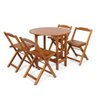 Conjunto Dobrável Prático Mesa 4 Cadeiras Redondo Mel Bar Cozinha - 1