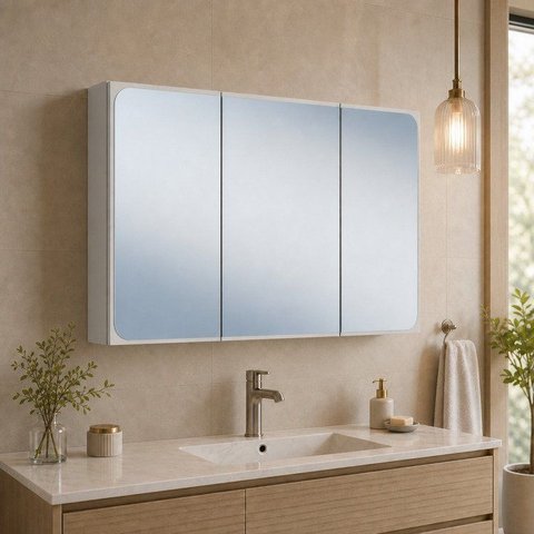Espelheira para Banheiro com 3 Portas 100,5cm Lavinia Arenas