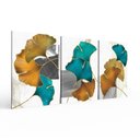 Ver imagem 2 de Kit 3 Quadros Retangulares - Trio Folhas Ginkgo