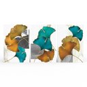 Ver imagem 1 de Kit 3 Quadros Retangulares - Trio Folhas Ginkgo