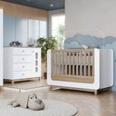 Ver imagem 1 de Conjunto Quarto de Bebê Berço Mini Cama com Cantos Arredondados e Detalhes Usinados + Cômoda Branco/Jequitibá HP Aconchego