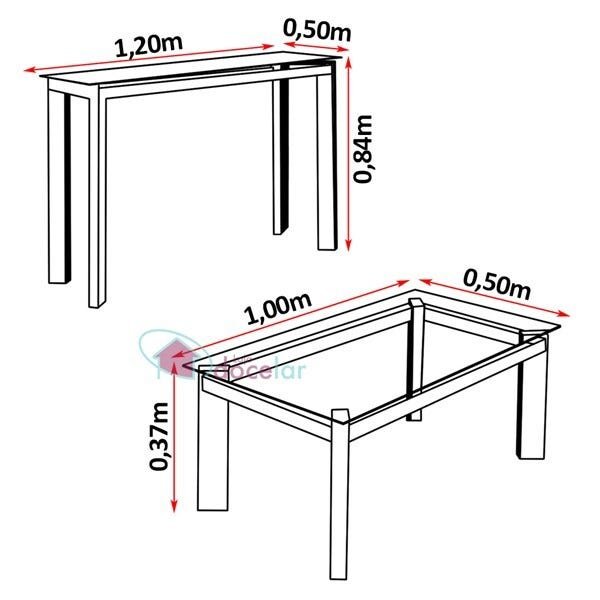 Conjunto Sala Aparador e Mesa de Centro Aço Cromado Atik - 3