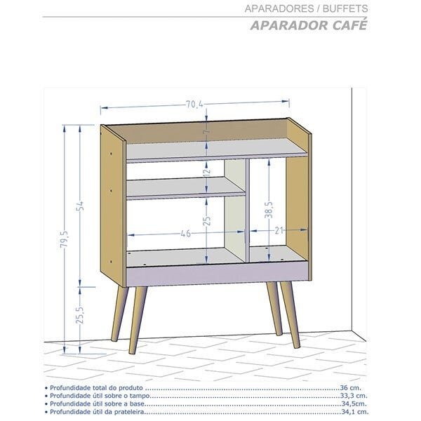 Aparador Sala Café Pés Palito - 3