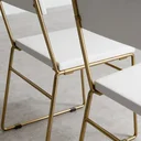 Ver imagem 2 de Par Cadeira Málaga Aço Carbono Cor Dourado Assento Bege