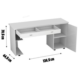 Mesa para Computador Notável Office Branco com Rodízios e Gaveta - 4