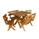 Ver imagem 1 de Conjunto Mesa 1m 2 Bancos e 2 Cadeiras Madeira Maciça Eucalipto