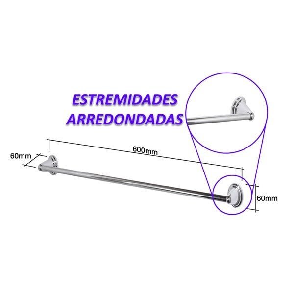 Kit Acessorios Banheiro 5 Peças Metal Cromado 60cm com vidro - 3
