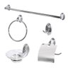 Kit Acessorios Banheiro 5 Peças Metal Cromado 60cm com vidro - 1